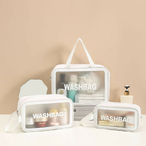 Clear Travel Bag with 3 PCS-White